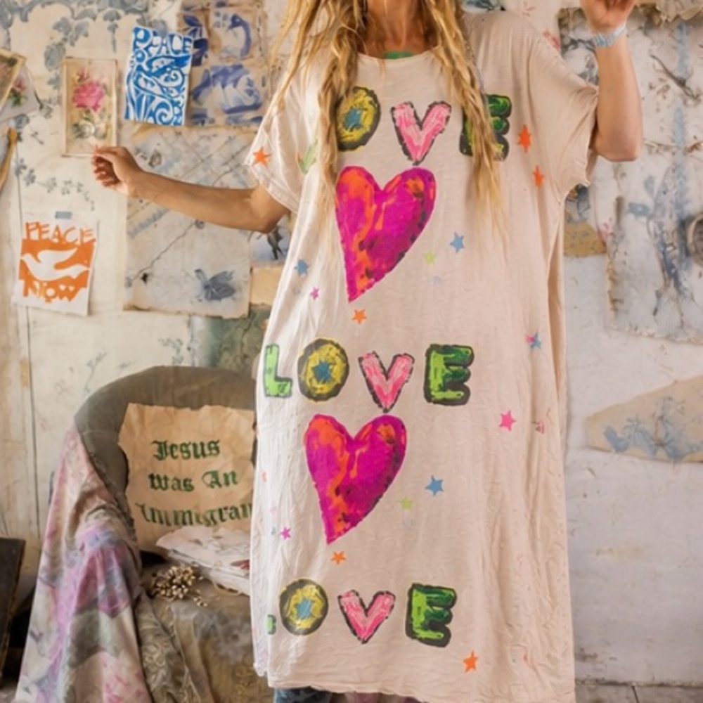 Magnolia Pearl || Love is Love is Love Dress ~ White // Pink & Multicolor Hearts